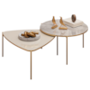 Kit 2 Mesas Centro Lina Cleia Pés Metal Off White Quartzo DJ MOVEIS