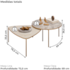 Kit 2 Mesas Centro Lina Cleia Pés Metal Off White Quartzo DJ MOVEIS