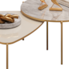 Kit 2 Mesas Centro Lina Cleia Pés Metal Off White Quartzo DJ MOVEIS