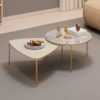 Kit 2 Mesas Centro Lina Cleia Pés Metal Off White Quartzo DJ MOVEIS