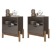 Kit 2 Mesas de Cabeceira 1 Gaveta 004015 Cinza Perola DCASA