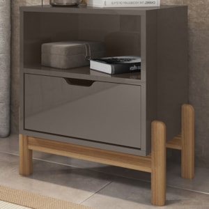 Kit 2 Mesas de Cabeceira 1 Gaveta 004015 Cinza Perola DCASA