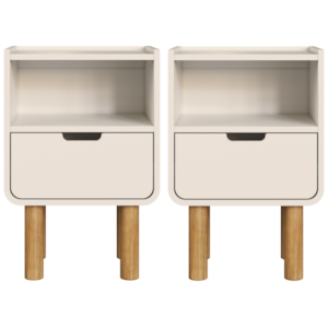 Kit 2 Mesas De Cabeceira 1 Gaveta 40 cm 28093 Aura Off White Artesano