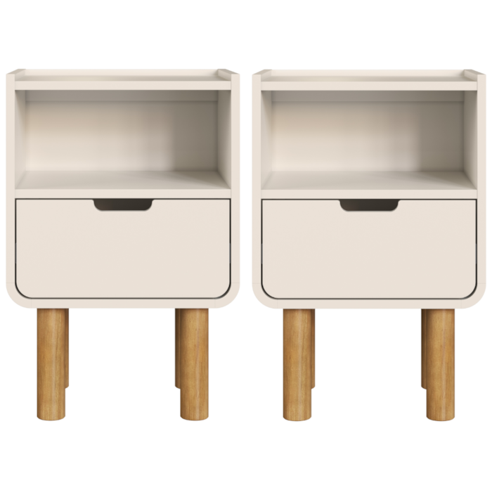 Kit 2 Mesas De Cabeceira 1 Gaveta 40 cm 28093 Aura Off White Artesano