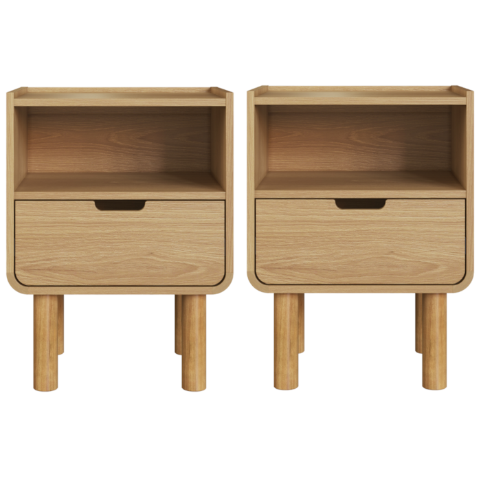 Kit 2 Mesas  De Cabeceira 1 Gaveta 45 cm 28094 Aura Hanover Artesano
