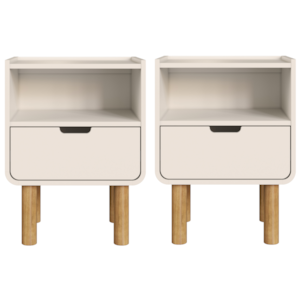 Kit 2 Mesas  De Cabeceira 1 Gaveta 45 cm 28094 Aura Off White Artesano