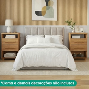 KIT 2 Mesas de Cabeceira 2 Gavetas 45 cm Valente Plus Cedro RUDK