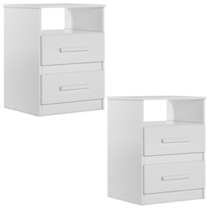 Kit 2 Mesas de Cabeceira Apolo 2 Gavetas 46 cm Branco Flex Moval