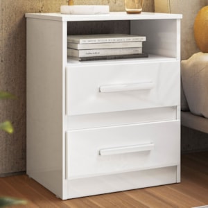 Kit 2 Mesas de Cabeceira Apolo 2 Gavetas 46 cm Branco Flex Moval