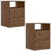 Kit 2 Mesas de Cabeceira Apolo 2 Gavetas 46 cm Castanho Wood Flex Moval
