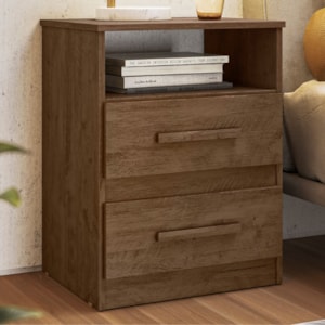 Kit 2 Mesas de Cabeceira Apolo 2 Gavetas 46 cm Castanho Wood Flex Moval