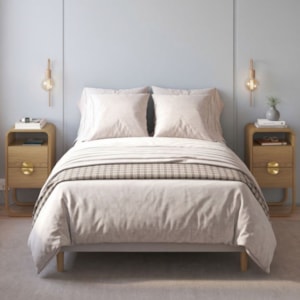 Kit 2 Mesas de Cabeceira Luna 30 cm Pes Metalicos Hanover Dourado Artesano