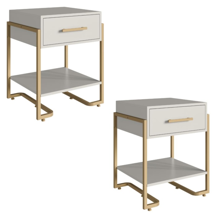 Kit 2 Mesas de Cabeceira P1059 49 cm Arenas Dourado PP Milani Store
