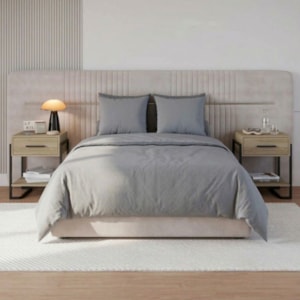 Kit 2 Mesas de Cabeceira P1059 49 cm Oak Preto PP Milani Store