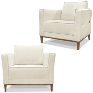 Kit 2 Poltronas Decorativas Balli Pes Madeira Linho Natural Ezz Kit 2 Poltronas Decorativas Balli Pes Madeira Linho Natural Ezz