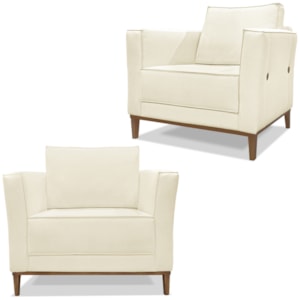 Kit 2 Poltronas Decorativas Balli Pes Madeira Linho Perola Ezz Kit 2 Poltronas Decorativas Balli Pes Madeira Linho Perola Ezz