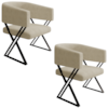 Kit 2 Poltronas Decorativas Mirela Pes Metal Linho Bege VConcept