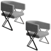 Kit 2 Poltronas Decorativas Mirela Pes Metal Linho Cinza VConcept