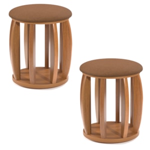 Kit 2 Puff Barril Decorativo Sala De Estar Paris Terracota Tebar