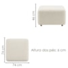 Kit 2 Puff Modular Block 74x74 cm Pes Madeira Boucle TCE 1010 MOLL