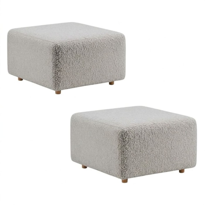 Kit 2 Puff Modular Block 74x74 cm Pes Madeira Boucle TCE 1018 MOLL