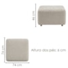 Kit 2 Puff Modular Block 74x74 cm Pes Madeira Boucle TCE 1018 MOLL
