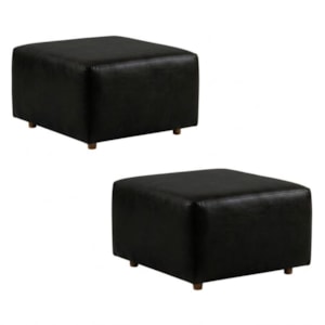 Kit 2 Puff Modular Block 74x74 cm Pes Madeira Courino TCS 724 MOLL