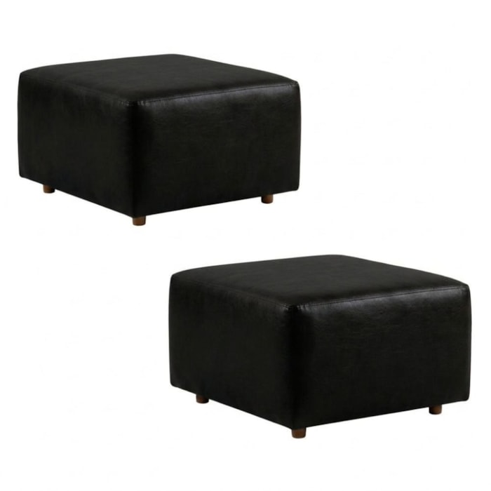 Kit 2 Puff Modular Block 74x74 cm Pes Madeira Courino TCS 724 MOLL