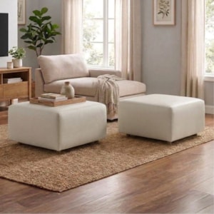 Kit 2 Puff Modular Block 74x74 cm Pes Madeira Courino TCS 725 MOLL