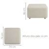Kit 2 Puff Modular Block 74x74 cm Pes Madeira Courino TCS 725 MOLL
