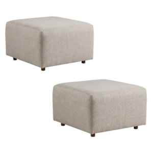 Kit 2 Puff Modular Block 74x74 cm Pes Madeira Linho TCS 701 MOLL