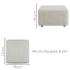 Kit 2 Puff Modular Block 74x74 cm Pes Madeira Linho TCS 701 MOLL
