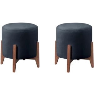 Kit 2 Puff Puf Sala Lhor Veludo Azul RM Kit 2 Puff Puf Sala Lhor Veludo Azul RM