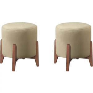 Kit 2 Puff Puf Sala Lhor Veludo Bege RM Kit 2 Puff Puf Sala Lhor Veludo Bege RM