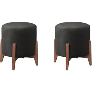 Kit 2 Puff Puf Sala Lhor Veludo Preto RM Kit 2 Puff Puf Sala Lhor Veludo Preto RM