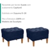 KIT 2 Puff Retro Capitone Pes Madeira Suede Azul Marinho MPassos