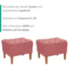 KIT 2 Puff Retro Capitone Pes Madeira Suede Rose MPassos