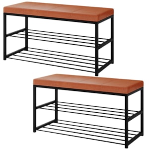 Kit 2 Sapateiras 2 Prateleiras Industrial Elegance Corino New Dallas VConcept