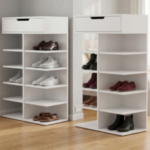 Kit 2 Sapateiras Multiuso 1 Gaveta 99X60 cm Agata Branco DCASA
