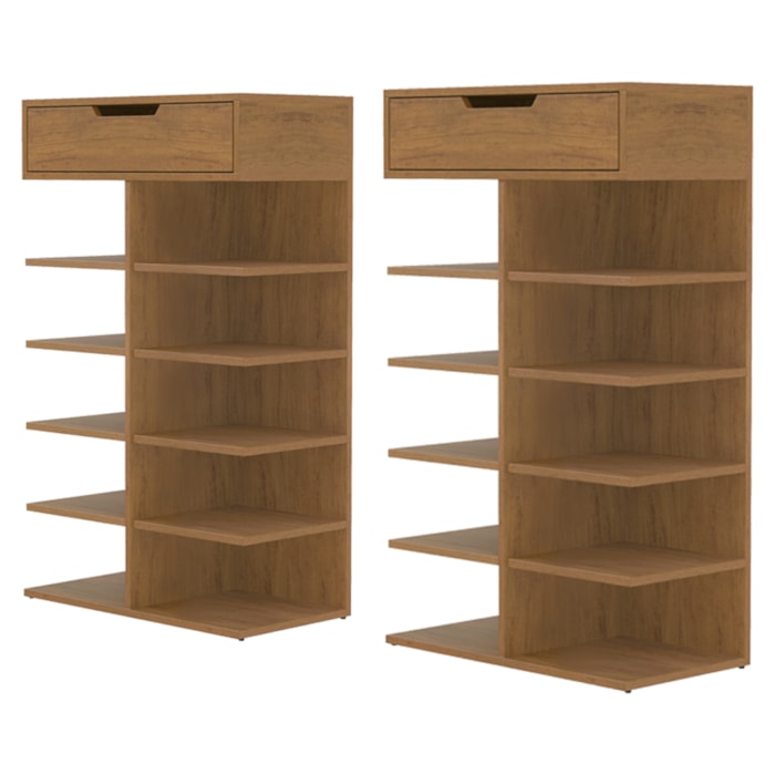 Kit 2 Sapateiras Multiuso 1 Gaveta 99X60 cm Agata Cedro DCASA