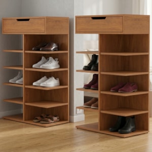 Kit 2 Sapateiras Multiuso 1 Gaveta 99X60 cm Agata Cedro DCASA