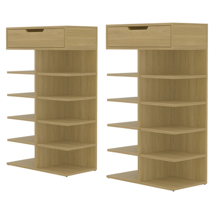 Kit 2 Sapateiras Multiuso 1 Gaveta 99X60 cm Agata Hannover DCASA
