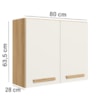 Kit Armario Aereo e Balcao 80cm 16980x16986 Freijo Off White Cristal Nicioli