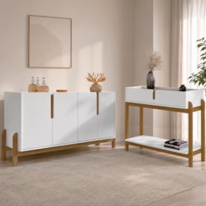 Kit Buffet Aparador 4 Portas 2 Gavetas Lizz Branco Cedro DCASA