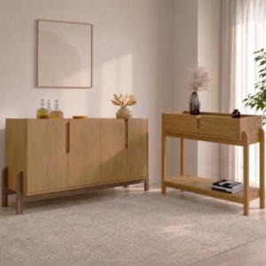 Kit Buffet Aparador 4 Portas 2 Gavetas Lizz Cedro DCASA