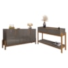 Kit Buffet Aparador 4 Portas 2 Gavetas Lizz Cinza Perola Cedro DCASA