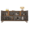 Kit Buffet Aparador 4 Portas 2 Gavetas Lizz Cinza Perola Cedro DCASA