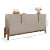Kit Buffet Aparador 4 Portas 2 Gavetas Lizz Off White Cedro DCASA