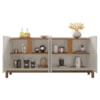 Kit Buffet Aparador 4 Portas 2 Gavetas Lizz Off White Cedro DCASA
