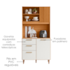 Kit Cozinha 3 Portas 2 Gavetas 92x188 cm Sicilia Piccolo Freijo Off Ripado Frisado POLIMAN